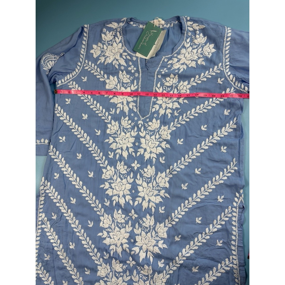 House of Chikankari Cotton Hand Embroidered Kurta Tunic Soft Runs Small - Picture 6 of 10